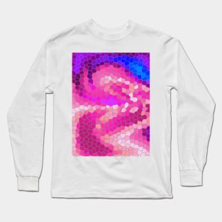 Pink Purple Blue & Magenta Abstract Mosaic Pattern Long Sleeve T-Shirt